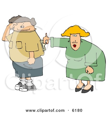 Wife Turning Her Husband's Switch On Clipart Picture by djart