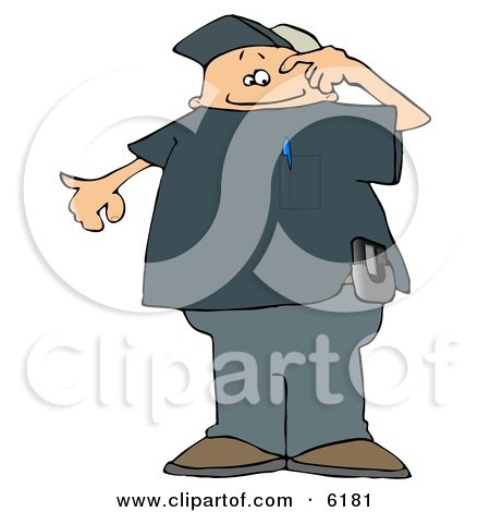 Confused Man Wearing a Pager Clipart Picture by djart