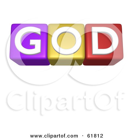 Royalty-free (RF) Clipart Illustration of a Line Of 3d Alphabet Blocks Spelling GOD by ShazamImages