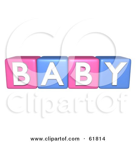 Royalty-free (RF) Clipart Illustration of a Line Of Pink And Blue 3d Alphabet Blocks Spelling BABY by ShazamImages