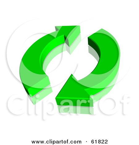 Royalty-free (RF) Clipart Illustration of Two 3d Green Recycle Arrows by ShazamImages