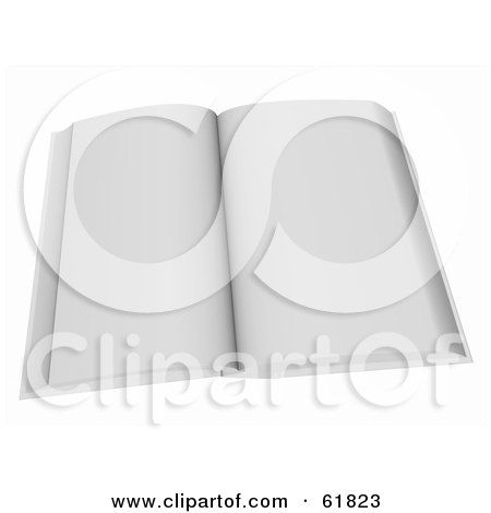 Royalty-free (RF) Clipart Illustration of a Slanted White 3d Open Book With Blank Pages by ShazamImages
