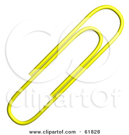 Royalty-free (RF) Clipart Illustration of a 3d Yellow Paperclip by ShazamImages