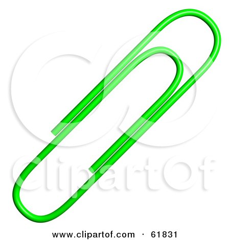 Royalty-free (RF) Clipart Illustration of a 3d Lime Green Paperclip by ShazamImages