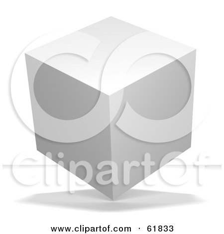 Royalty-free (RF) Clipart Illustration of a 3d Blank White Floating Cube - Version 2 by ShazamImages