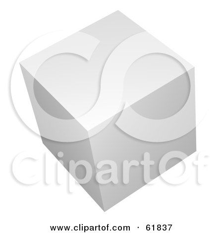 Royalty-free (RF) Clipart Illustration of a 3d Blank White Floating Cube - Version 1 by ShazamImages