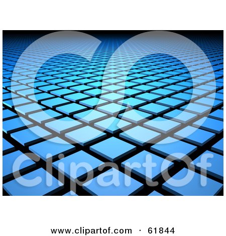Royalty-free (RF) Clipart Illustration of a Background Of 3d Blue Tiles by ShazamImages
