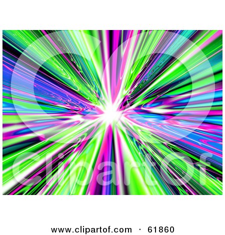 Royalty-free (RF) Clipart Illustration of a Glossy Pink, Blue And Green Bursting Background by ShazamImages