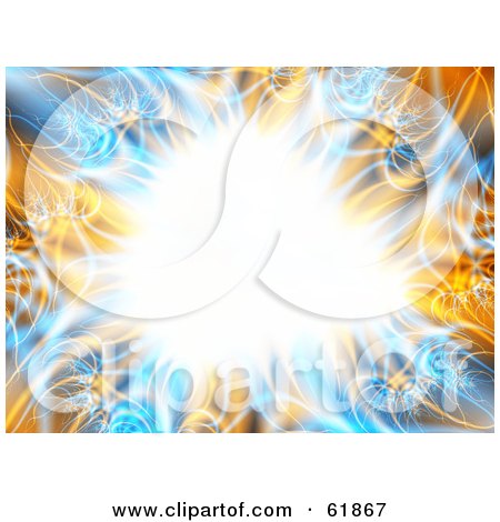 Royalty-free (RF) Clipart Illustration of a Fractal Border Of Blue And Gold Around A Bursting Center by ShazamImages