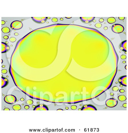 Royalty-free (RF) Clipart Illustration of a Large Yellow Oval Shaped Bubble Frame With Smaller Bubbles by ShazamImages