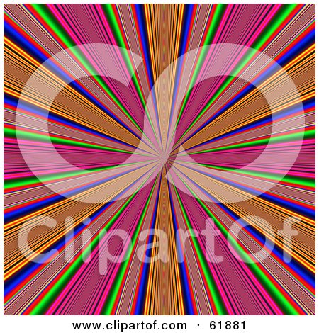 Royalty-free (RF) Clipart Illustration of a Pink, Green, Orange And Blue Time Warp Tunnel Background by ShazamImages