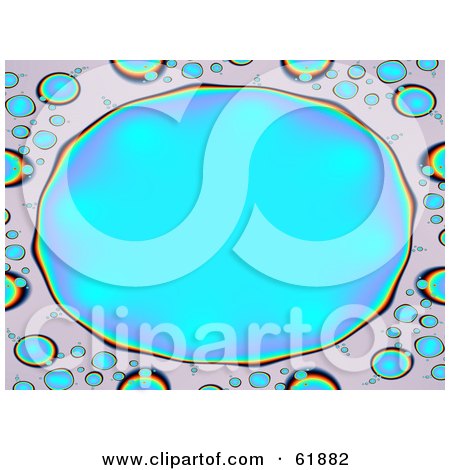 Royalty-free (RF) Clipart Illustration of a Large Blue Oval Shaped Bubble Frame With Smaller Bubbles by ShazamImages