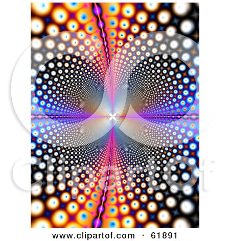 Royalty-free (RF) Clipart Illustration of a Background Of Psychedelic Colorful Circles Leading And Reflecting Into The Distance by ShazamImages