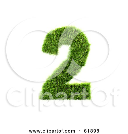 Royalty-free (RF) Clipart Illustration of a Green 3d Grassy Number; 2 by chrisroll