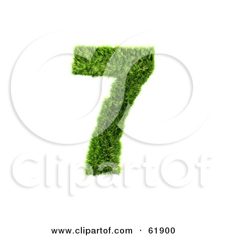 Royalty-free (RF) Clipart Illustration of a Green 3d Grassy Number; 7 by chrisroll