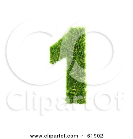 Royalty-free (RF) Clipart Illustration of a Green 3d Grassy Number; 1 by chrisroll