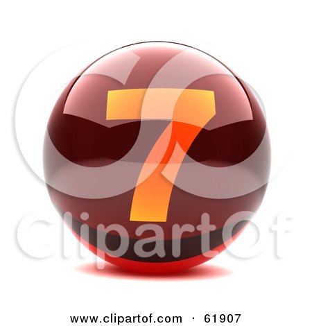 Royalty-free (RF) Clipart Illustration of a Round Red 3d Numbered Button; 7 by chrisroll