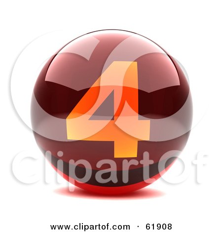 Royalty-free (RF) Clipart Illustration of a Round Red 3d Numbered Button; 4 by chrisroll