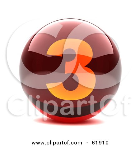 Royalty-free (RF) Clipart Illustration of a Round Red 3d Numbered Button; 3 by chrisroll