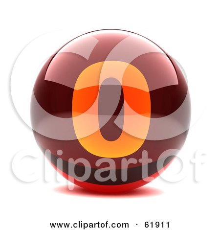 Royalty-free (RF) Clipart Illustration of a Round Red 3d Numbered Button; 0 by chrisroll