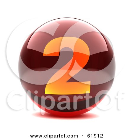 Royalty-free (RF) Clipart Illustration of a Round Red 3d Numbered Button; 2 by chrisroll