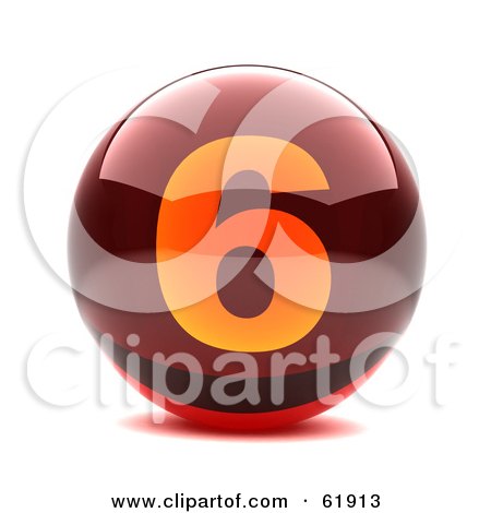 Royalty-free (RF) Clipart Illustration of a Round Red 3d Numbered Button; 6 by chrisroll