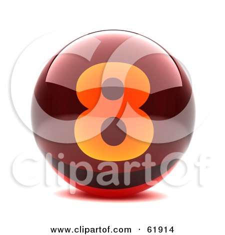 Royalty-free (RF) Clipart Illustration of a Round Red 3d Numbered Button; 8 by chrisroll