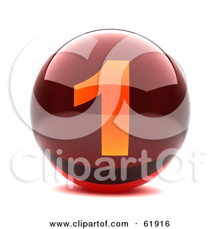 Royalty-free (RF) Clipart Illustration of a Round Red 3d Numbered Button; 1 by chrisroll