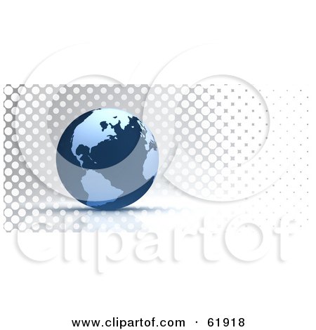 Royalty-free (RF) Clipart Illustration of a Blue 3d Glob On A Gray And White Halftone Background by chrisroll