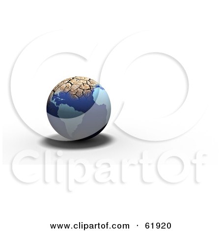 Royalty-free (RF) Clipart Illustration of a 3d Blue Globe Drying Up And Cracking by chrisroll