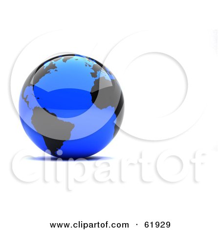 Royalty-free (RF) Clipart Illustration of a Shiny Blue 3d Globe With Black Continents by chrisroll