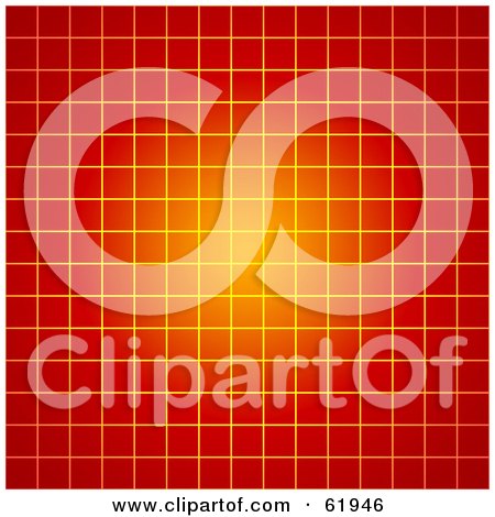 Royalty-free (RF) Clipart Illustration of a Glowing Orange And Red Grid Background by chrisroll