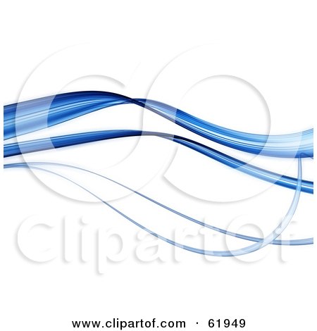 Royalty-free (RF) Clipart Illustration of a Background Of Four Blue Flowing Waves On White by chrisroll