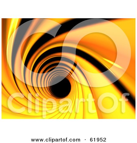 Royalty-free (RF) Clipart Illustration of a Spiraling Orange Tunnel Leading To Blackness by chrisroll