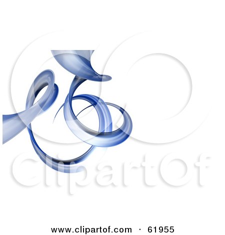 Royalty-free (RF) Clipart Illustration of an Abstract Background Of Blue 3d Curling Waves On White by chrisroll