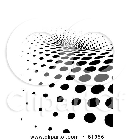 Royalty-free (RF) Clipart Illustration of a Black And White Curving Halftone Dot Background - Version 4 by chrisroll