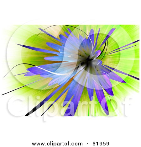 Royalty-free (RF) Clipart Illustration of a Purple Floral Explosion Background On Green And White by chrisroll