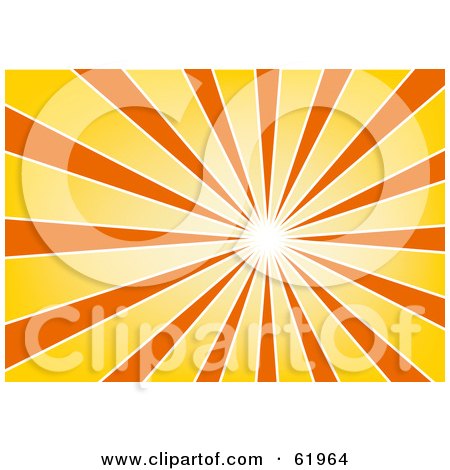 Royalty-free (RF) Clipart Illustration of a Bright Sun Shining Orange And Yellow Rays by chrisroll