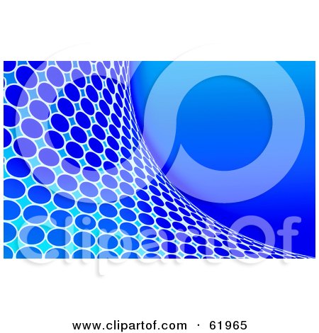 Royalty-free (RF) Clipart Illustration of a Curving Blue Circle Tile Wave Background by chrisroll