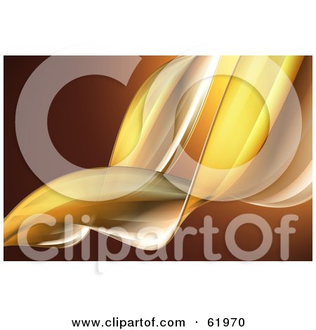 Royalty-free (RF) Clipart Illustration of a Background Of A Smooth Orange Curling Waves On Brown by chrisroll