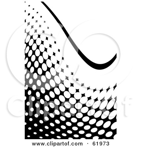 Royalty-free (RF) Clipart Illustration of a Black And White Curving Halftone Dot Background - Version 2 by chrisroll