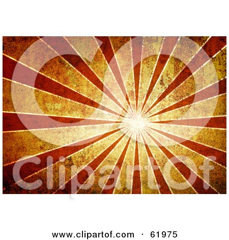 Royalty-free (RF) Clipart Illustration of a Grungy Sun Shining Orange And Yellow Rays by chrisroll