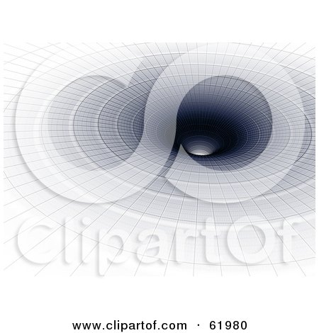 Royalty-free (RF) Clipart Illustration of a 3d Background Of A Black Hole Sucking In A White Grid by chrisroll