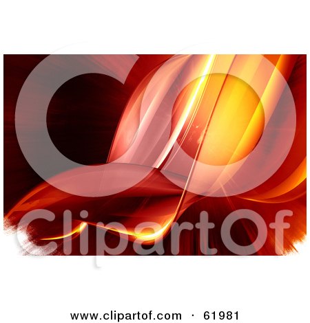 Royalty-free (RF) Clipart Illustration of a Flowing Red Swoosh Background With Bright Lower Corners by chrisroll