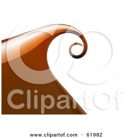 Royalty-free (RF) Clipart Illustration of a Brown Wave With A Curl At The Tip, Over White by chrisroll