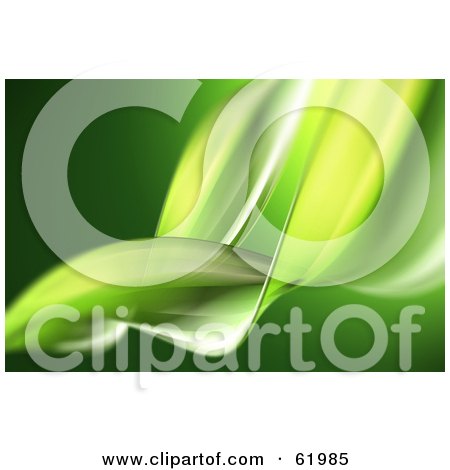 Royalty-free (RF) Clipart Illustration of a Background Of Abstract Flowing Green Waves by chrisroll