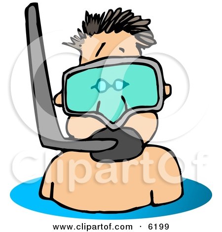 Man Wearing a Snorkel Mask Clipart Picture by djart