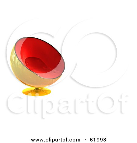 Royalty-free (RF) Clipart Illustration of a 3d Stylish Red And Yellow Bubble Chair On White, With Text Space by chrisroll