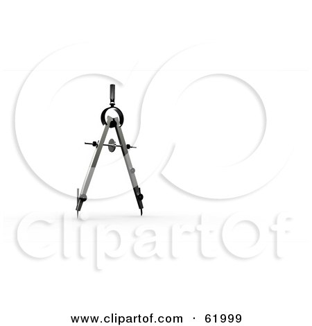 Royalty-free (RF) Clipart Illustration of a 3d Upright Architect Compass On White by chrisroll