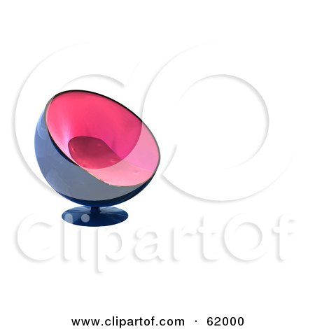 Royalty-free (RF) Clipart Illustration of a 3d Stylish Pink And Blue Bubble Chair On White, With Text Space by chrisroll